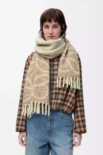 Bufanda Anagram en alpaca y lana Beige/Blanco
