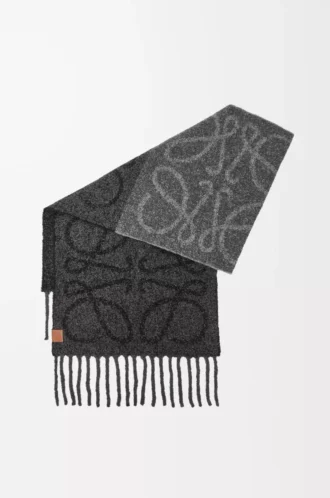 Bufanda Anagram en alpaca y lana Gris oscuro/Negro