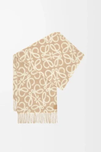 Bufanda Anagram en mezcla de alpaca y lana Beige/Blanco