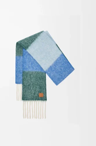 Bufanda de mezcla de alpaca y lana azul/verde