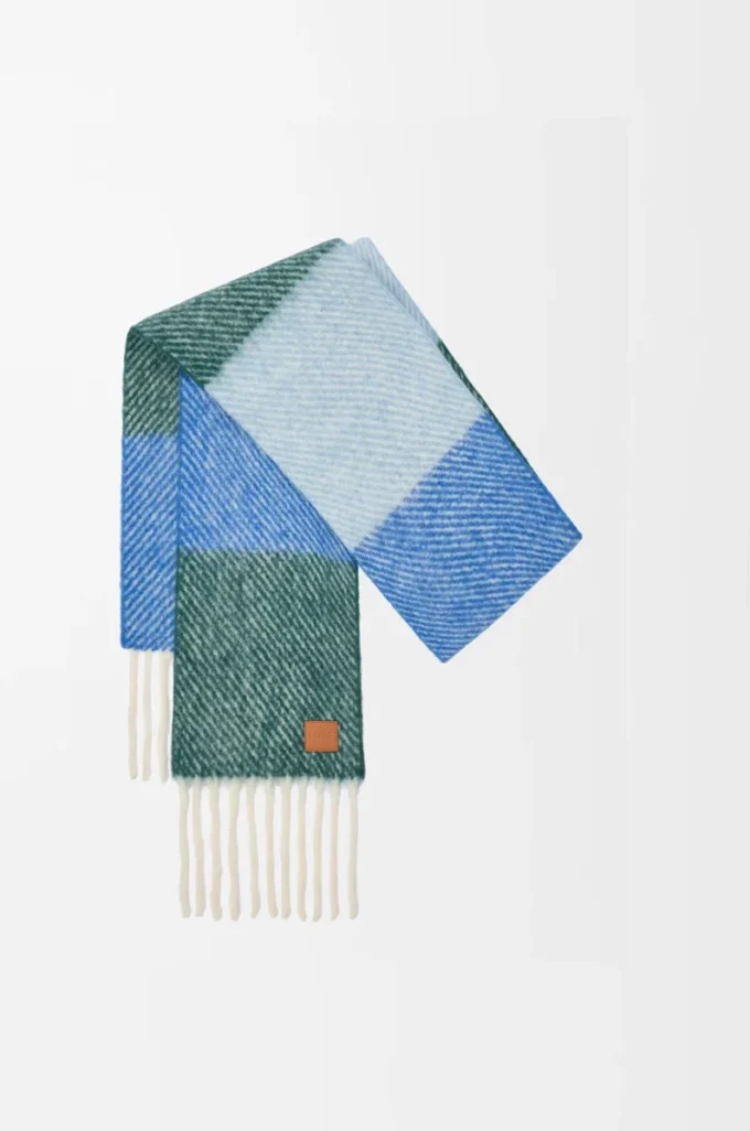 Bufanda de mezcla de alpaca y lana azul/verde Bufanda de mezcla de alpaca y lana azul/verde