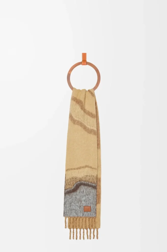 Bufanda de mezcla de alpaca y lana en color camel/multicolor Bufanda de mezcla de alpaca y lana en color camel/multicolor