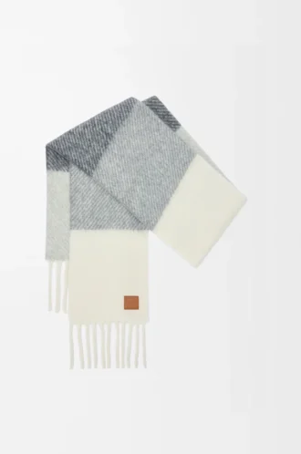 Bufanda de mezcla de alpaca y lana Gris/Blanco