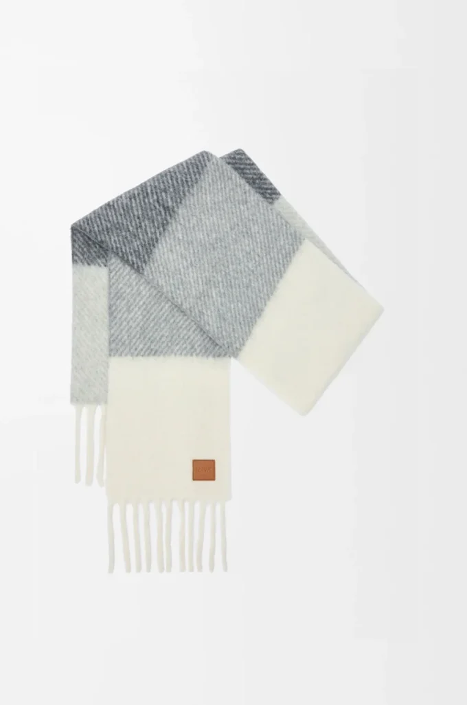 Bufanda de mezcla de alpaca y lana Gris/Blanco Bufanda de mezcla de alpaca y lana Gris/Blanco