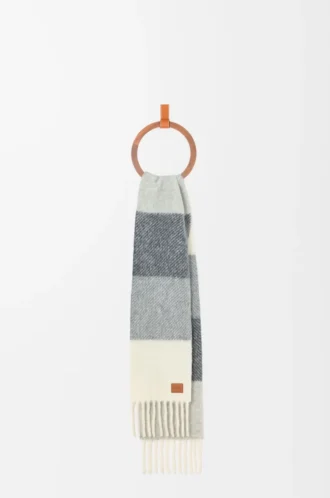 Bufanda de mezcla de alpaca y lana Gris/Blanco