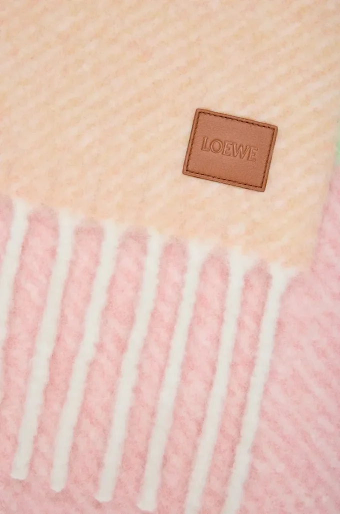 Bufanda de mezcla de alpaca y lana Melocotón/Matcha/Rosa Bufanda de mezcla de alpaca y lana Melocotón/Matcha/Rosa