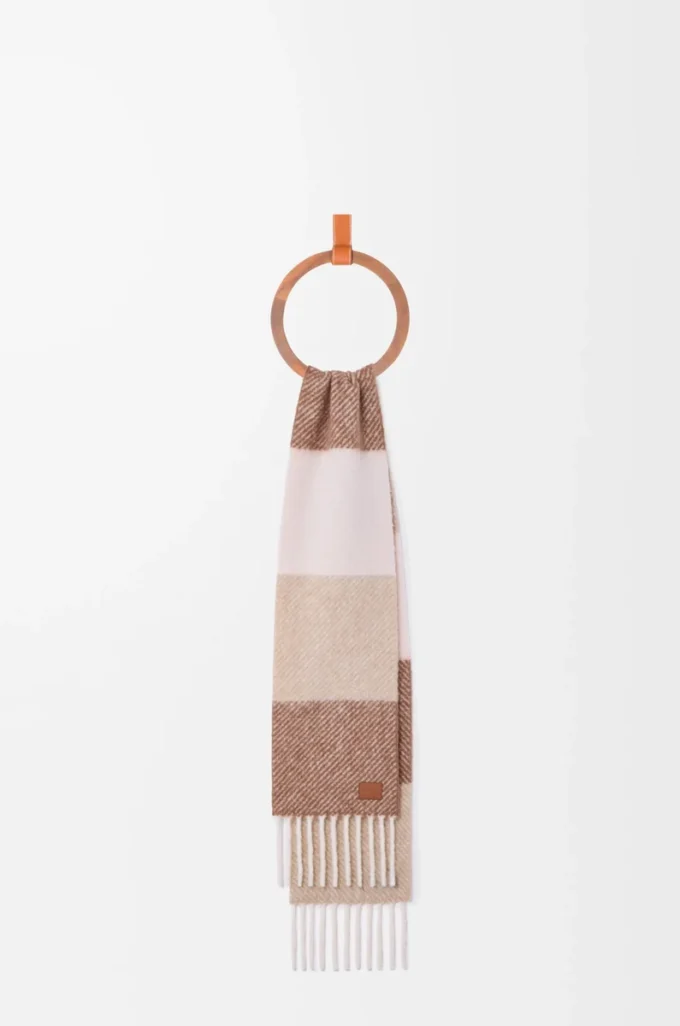 Bufanda de mezcla de alpaca y lana Mocha/Beige Bufanda de mezcla de alpaca y lana Mocha/Beige