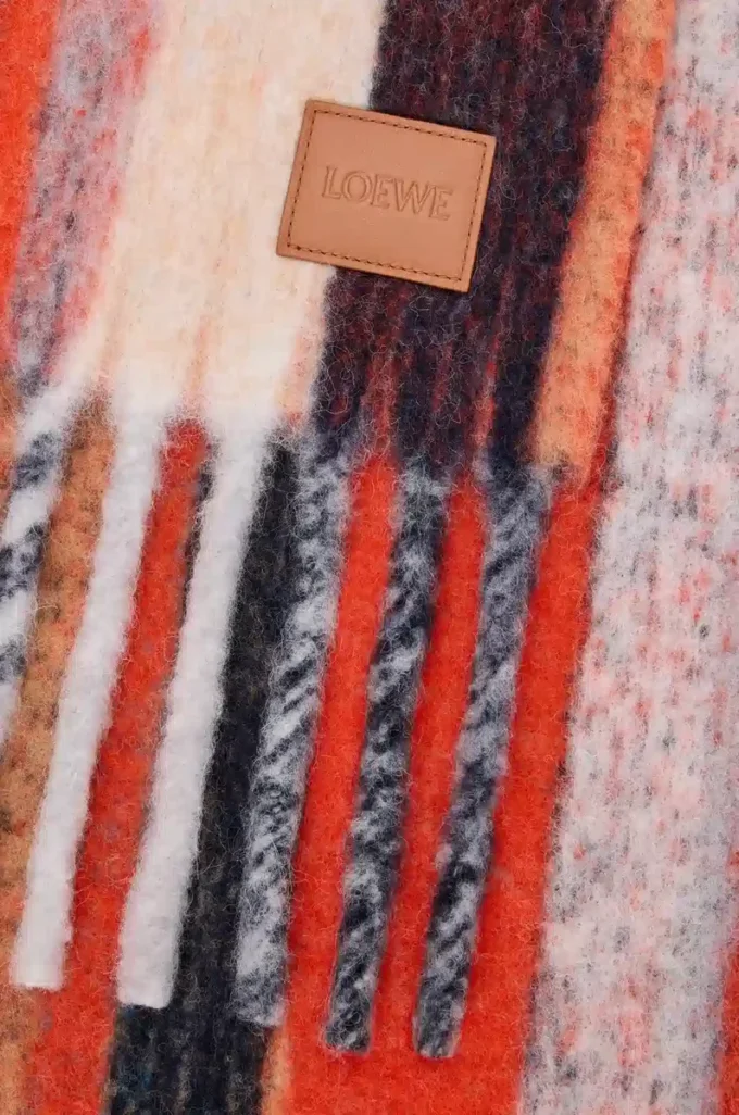 Bufanda de mezcla de alpaca y lana Naranja/Azul Bufanda de mezcla de alpaca y lana Naranja/Azul