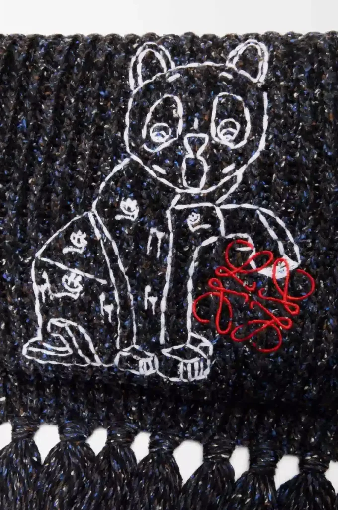 Bufanda de mezcla de lana, seda y alpaca Melange negro Bufanda de mezcla de lana, seda y alpaca Melange negro