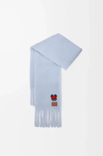 Bufanda de mezcla de mohair y lana azul claro