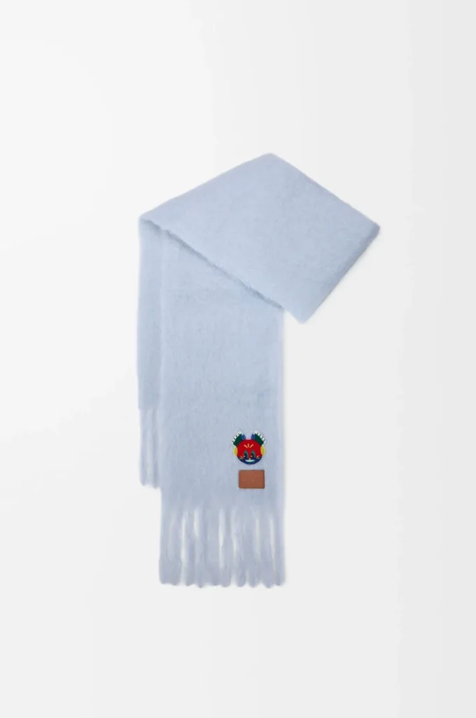 Bufanda de mezcla de mohair y lana azul claro Bufanda de mezcla de mohair y lana azul claro