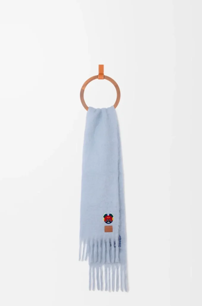Bufanda de mezcla de mohair y lana azul claro Bufanda de mezcla de mohair y lana azul claro
