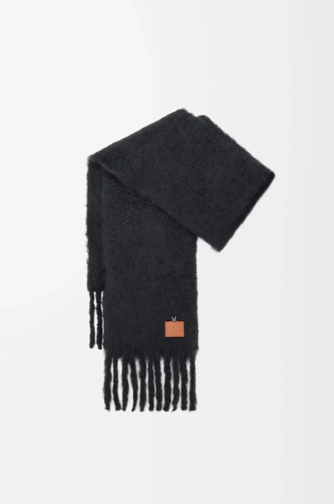 Bufanda de mezcla de mohair y lana. Negro Bufanda de mezcla de mohair y lana. Negro