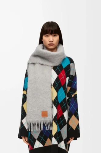 Bufanda de mohair y lana Gris claro