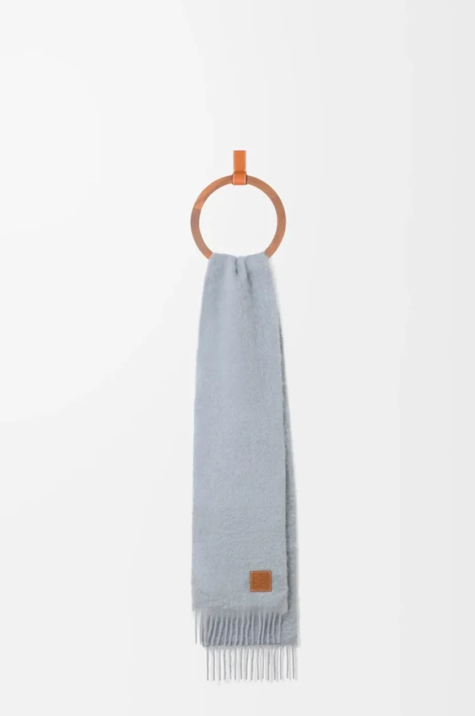 Bufanda de mohair y lana Gris claro Bufanda de mohair y lana Gris claro