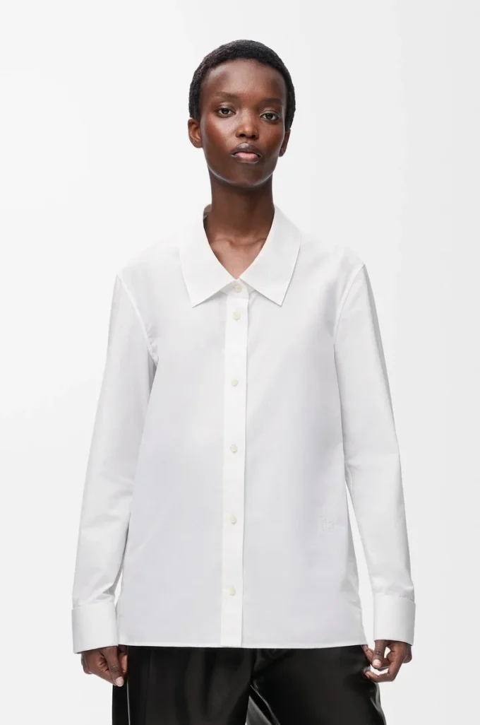 Camisa adornada de algodón Blanco Camisa adornada de algodón Blanco