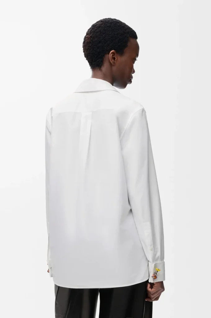 Camisa adornada de algodón Blanco Camisa adornada de algodón Blanco