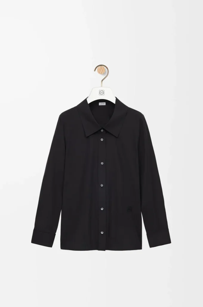 Camisa adornada de algodón negro Camisa adornada de algodón negro