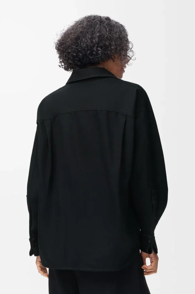 Camisa cruzada de denim Negro Camisa cruzada de denim Negro