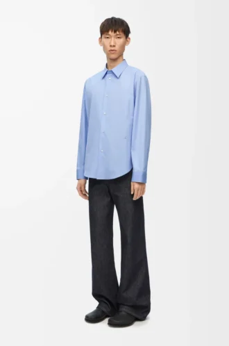 Camisa de algodón azul claro