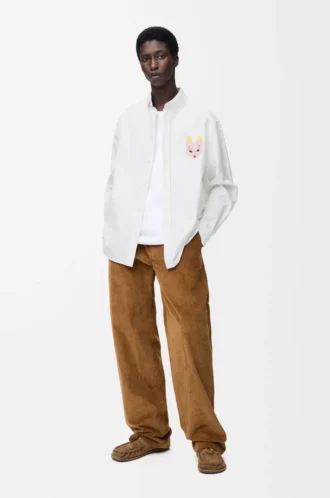 Camisa de algodón blanco/multicolor
