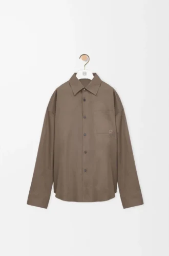 Camisa de algodón marrón caqui