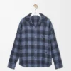 Camisa de lana y algodón azul marino
