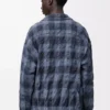 Camisa de lana y algodón azul marino