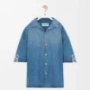Camisa de manga corta con anagrama en denim Denim lavado Camisa de manga corta con anagrama en denim Denim lavado