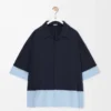 Camisa de manga corta de algodón azul marino oscuro/azul claro Camisa de manga corta de algodón azul marino oscuro/azul claro