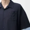 Camisa de manga corta de algodón azul marino oscuro/azul claro Camisa de manga corta de algodón azul marino oscuro/azul claro