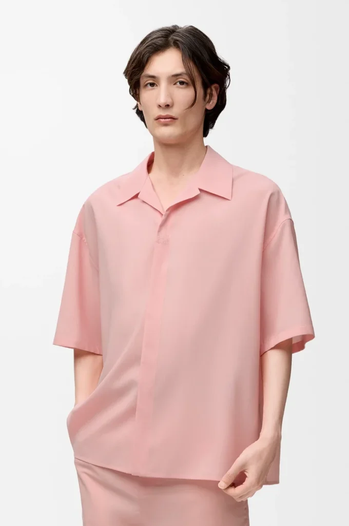 Camisa de manga corta de lana Coral Camisa de manga corta de lana Coral