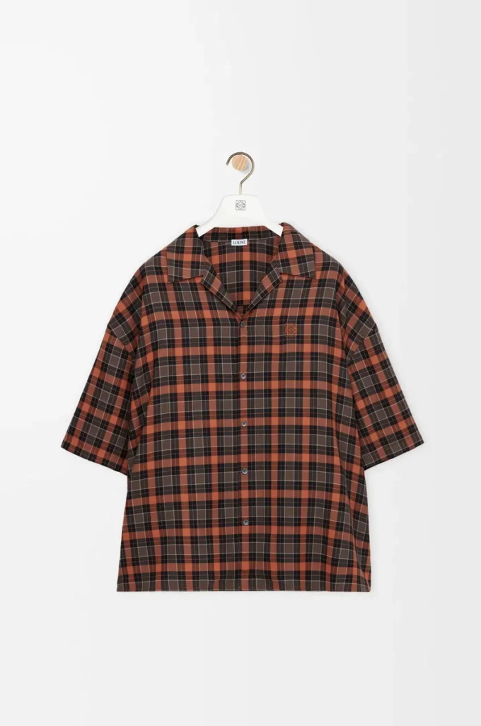 Camisa de manga corta de mezcla de lana Naranja/Negro Camisa de manga corta de mezcla de lana Naranja/Negro