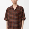 Camisa de manga corta de mezcla de lana Naranja/Negro Camisa de manga corta de mezcla de lana Naranja/Negro