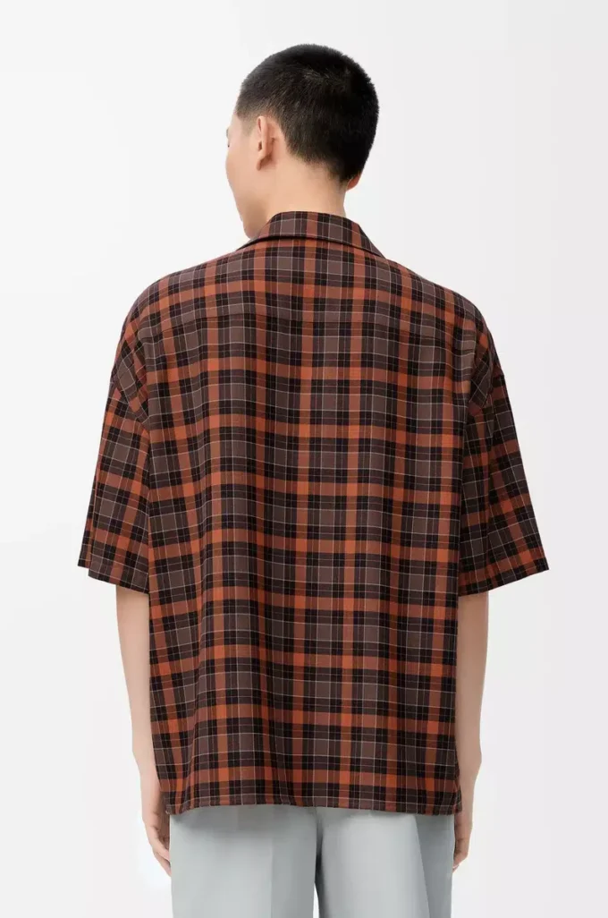 Camisa de manga corta de mezcla de lana Naranja/Negro Camisa de manga corta de mezcla de lana Naranja/Negro