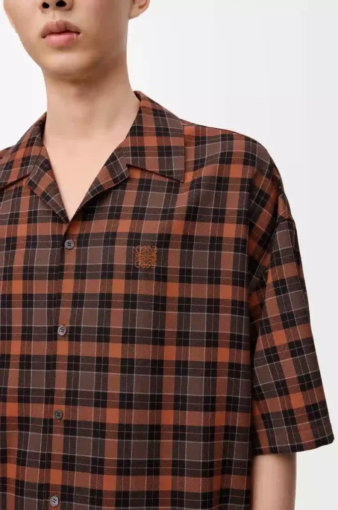 Camisa de manga corta de mezcla de lana Naranja/Negro Camisa de manga corta de mezcla de lana Naranja/Negro