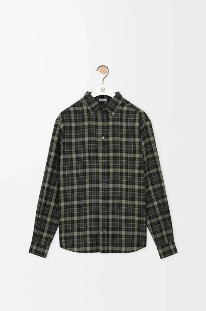 Camisa de mezcla de lana caqui/negro Camisa de mezcla de lana caqui/negro