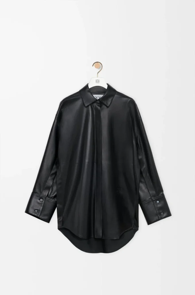 Camisa de piel de cordero napa negra Camisa de piel de cordero napa negra