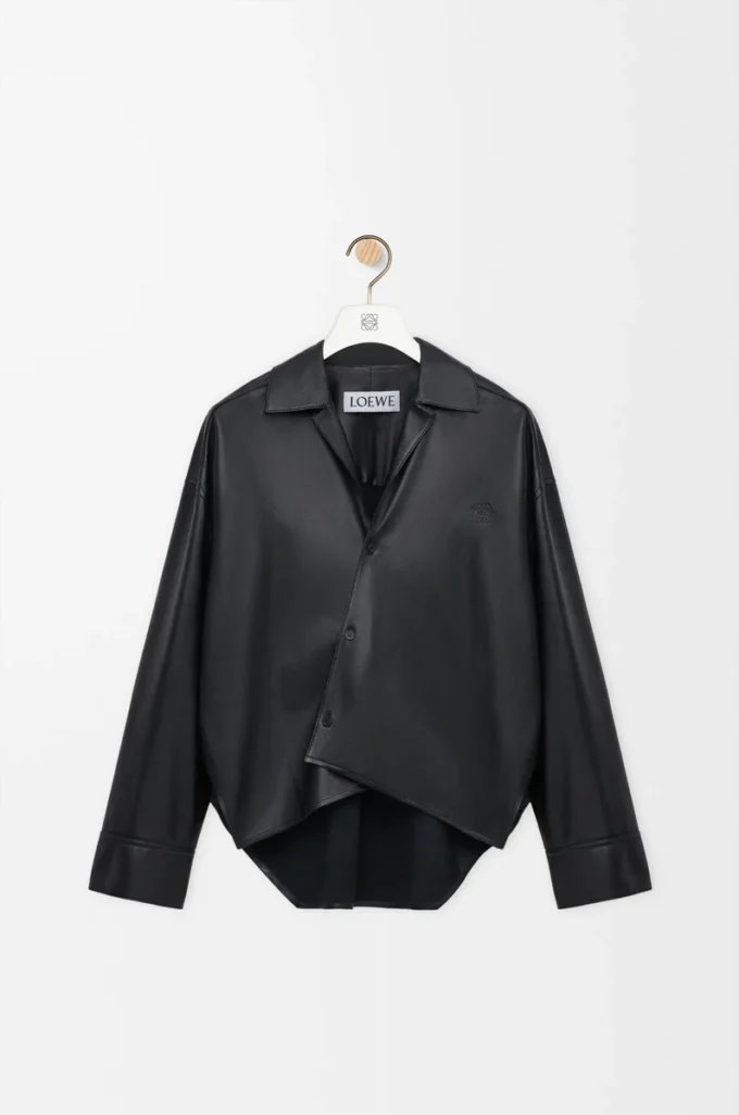 Camisa de piel de cordero napa negra Camisa de piel de cordero napa negra