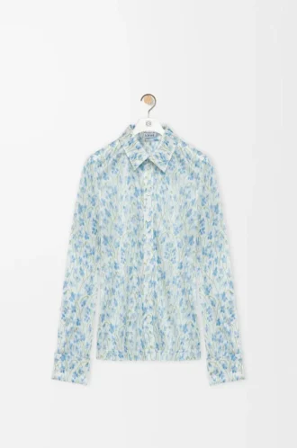 Camisa de viscosa Blanca/Azul