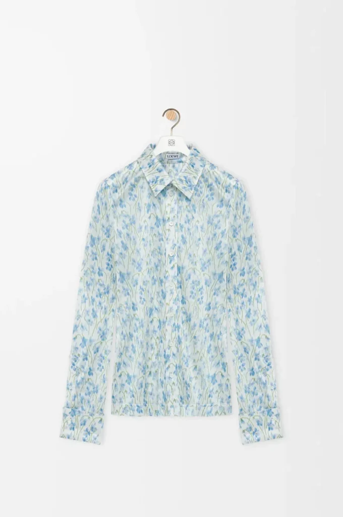 Camisa de viscosa Blanca/Azul Camisa de viscosa Blanca/Azul