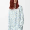 Camisa de viscosa blanca/azul Camisa de viscosa blanca/azul