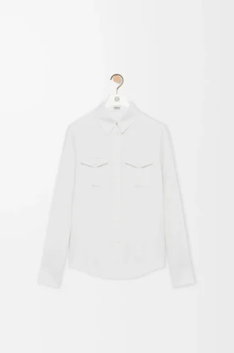 Camisa de viscosa elástica en color blanco