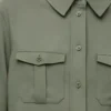 Camisa de viscosa elástica verde caqui claro Camisa de viscosa elástica verde caqui claro