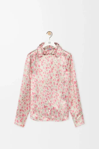 Camisa de viscosa en blanco/rosa