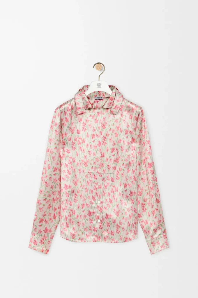 Camisa de viscosa en blanco/rosa Camisa de viscosa en blanco/rosa