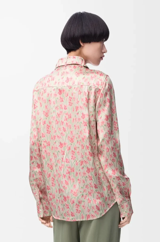 Camisa de viscosa en blanco/rosa Camisa de viscosa en blanco/rosa