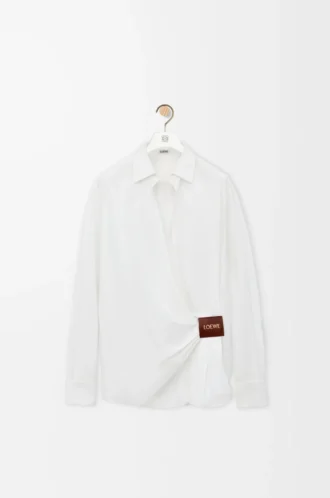 Camisa drapeada de algodón blanco