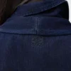 Camisa drapeada de denim índigo oscuro Camisa drapeada de denim índigo oscuro