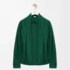 Camisa drapeada de seda verde oscuro Camisa drapeada de seda verde oscuro